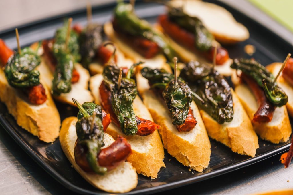 Chistorra and padron peppers from our tapas team competition in Barcelona